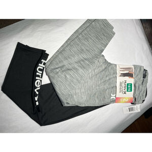 Girls Hurley Leggings 14/16 Gray & Black